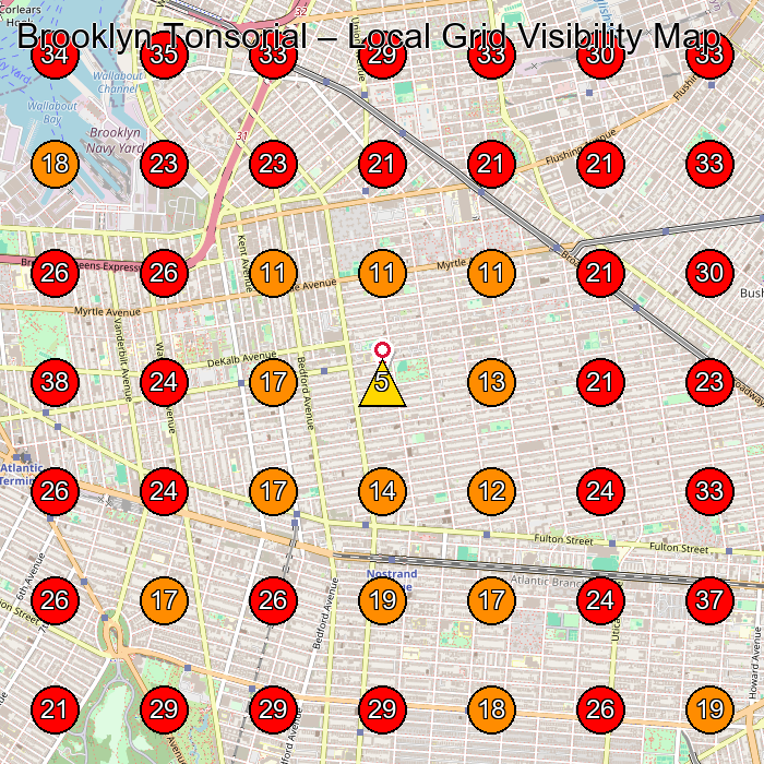 Brooklyn Tonsorial GeoGrid visibility map for Barber Shop in Brooklyn